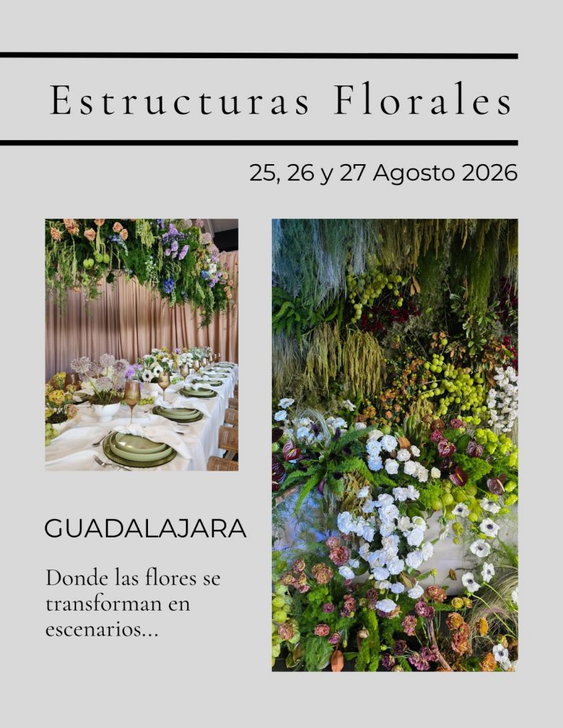 Curso de diseños florales para eventos a gran Escala, floristeria profesional donde creamos diseños florales de impacto